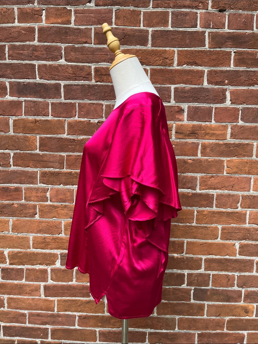 Nation LTD Satin Flutter Sleeve Blouse - Fuchsia - Picture 2 of 7